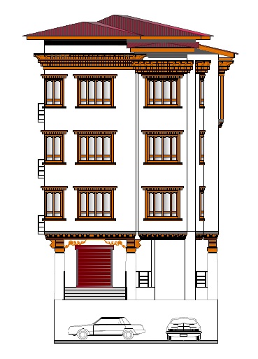 Design of B+G+ 3 Storied Mixed Use Building at Gelephu